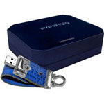 USB Flash Drive   4GB  USB 2.0 Prestigio Blue Leather(PLDF4096CRBLUE)